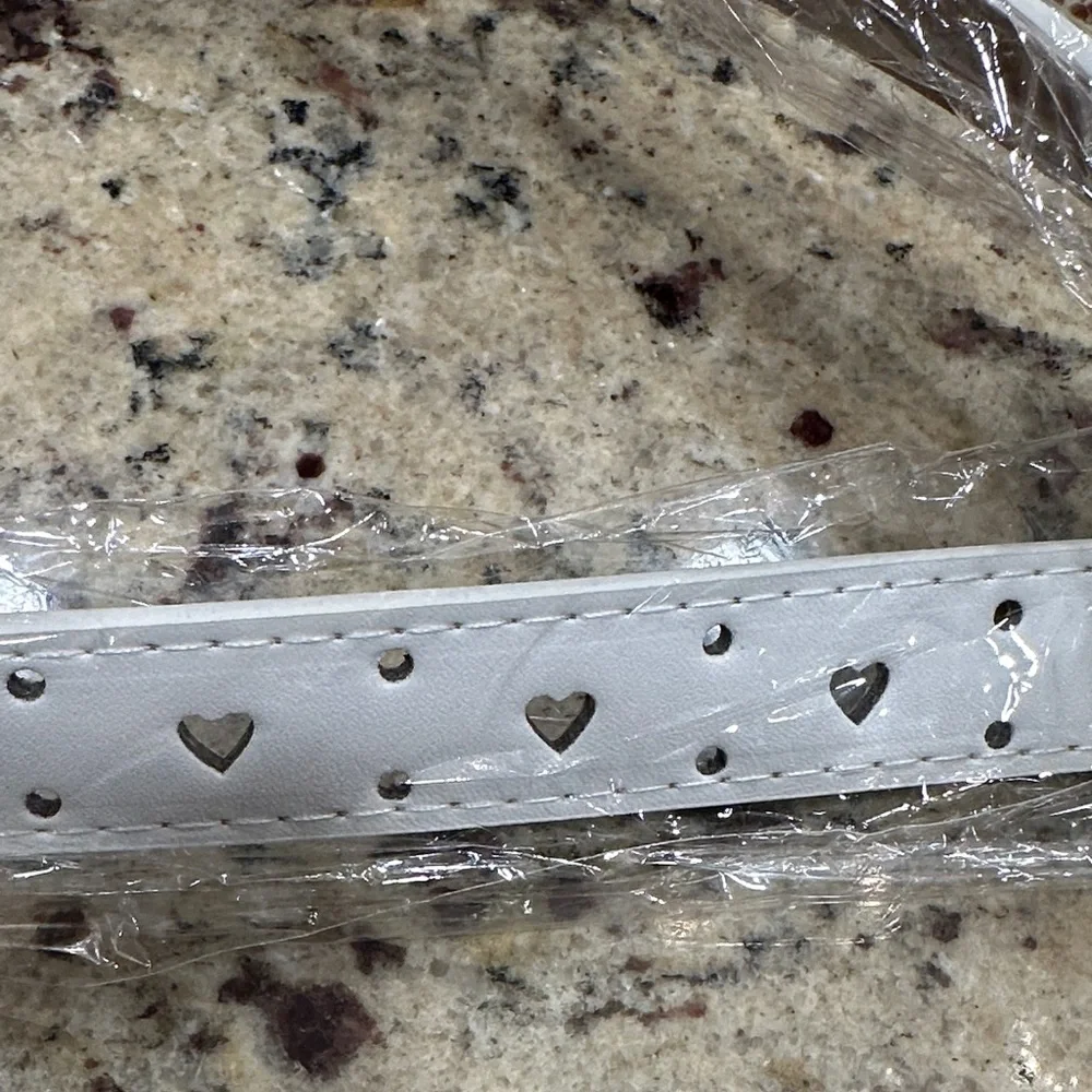 Kids Elegant White Belt with Gold heart Buckle